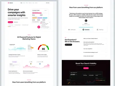 AI Marketing Platform Website: Campaign Insights & Analytics adsfvdas analytics bento campaign dashboard design digital marketing illustration insights landing page marketing product design saas saas landing page saas web saas web design statistics uiux web app web design