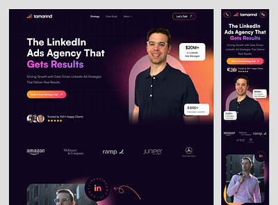 Tamarind – LinkedIn Ads Agency Website Design agency website b2b website design conversion focused design creative agency data driven design design digital agency website interface landing page lead generation website linkedin ads agency marketing landing page ui uiux design uxui design web design website design