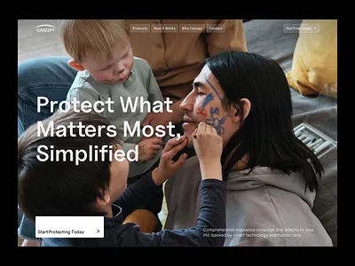 Canopy - Insurance Company Website clean company landing page corporate landing page corporate website design insurance insurance company insurance landing page insurance website landing page landing page design ui ui design uiux uiux design ux web web design website website design