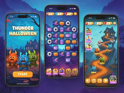 Thunder Halloween - Mobile Games Apps appdesign branding cutemonsters dailyui design dribbble game gameui halloweendesign mobile mobileapp mobilegamedesign spookyseason ui uianimation uiux ux visualdesign web