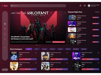 Game Store Web App – UI/UX Concept dark mode website game game store game store ui game store ui concept game store web app game ui game web game website games modern design modern website purple design purple web design red design ui game web app web app web app game website dark mode website game