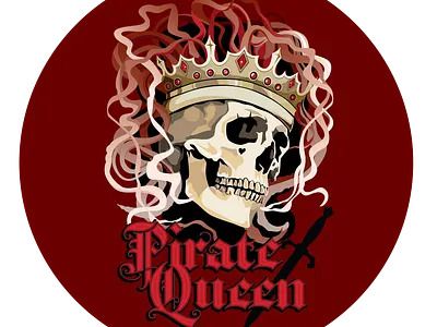 The Pirate Queen crown dark art gothic graphic design halloween illustration lettering ornate pirate queen skull spooky vector art