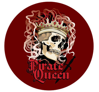 The Pirate Queen crown dark art gothic graphic design halloween illustration lettering ornate pirate queen skull spooky vector art