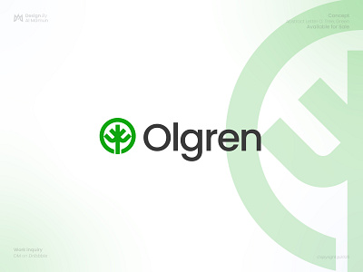 Abstract Letter O, Tree, Green Logo Concept brand mark branding eco friendly green logo identity leaf logo letter o logo logo logo design logo designer logo icon logo type modern logo olgren symbol timeless tree logo