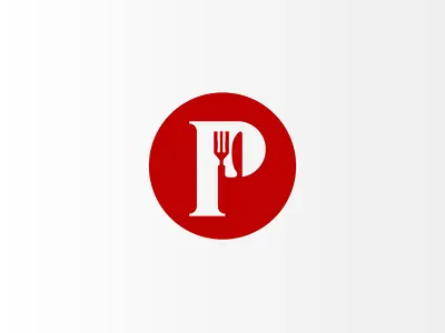 Letter P for Food or Restaurant Logo Design branding brandmark design fast food food logo fork logo icon kitchen logo knife logo letter p logo logo design logo designer logomark p p icon p logo restaurant logo