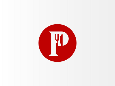 Letter P for Food or Restaurant Logo Design branding brandmark design fast food food logo fork logo icon kitchen logo knife logo letter p logo logo design logo designer logomark p p icon p logo restaurant logo