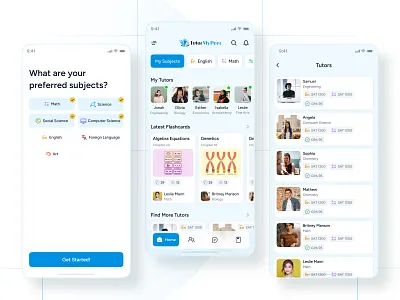 Home - Tutors! activity blue design find tutors flashcards gpa home learning mobile app peer sat subjects tutor ui ux strategy