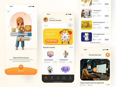 Online Learning App – Clean & Engaging UI Experience app app design course app digital learning education app elearning app learning platform mobile app design online course online education uiux ux design