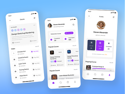 Online Course Mobile App UI design app design dashboard design design figma app figma design figma website illustration landing page design ui ui design ui ux design