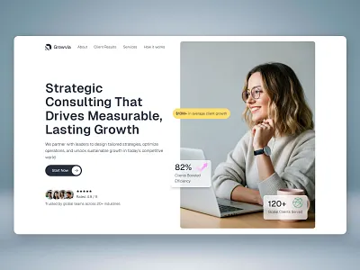 Growvia — Strategic Consulting Template business framer landing page profession service template