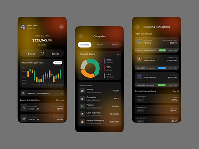 Finchi- Money tracker Mobile App analytics bank app design expenses fintech graph market minimal mobile mobile app mobile ui money money app money management money transfer payment product design tracker transaction wealth
