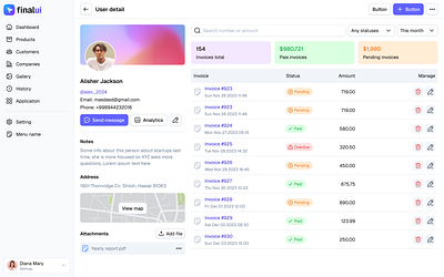 Details UI admin company detail detail view details profile saas user detail