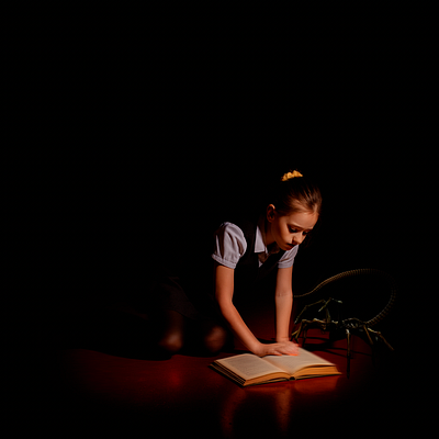 the girl with the book art illustration