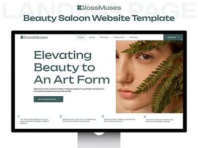 GlossMuses – Beauty Fashion Website Template beauty beauty brand website beauty care beauty care website beauty fashion beauty landing page beauty salon beauty website template designtocodes fashion fashion store figma template luxury fashion salon salon website skin care website template design website template