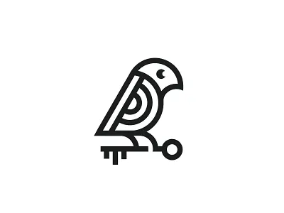 Bird Key Logo for sale anhdodes bird branding design icon key logo logo design logo designer logodesign logomark minimalist logo real estate sparrow symbol