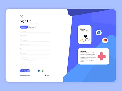 Pharmacy App - Sign Up Screen 💊⚕️ graphic design modern ui motion graphics pharmacy sign up ui