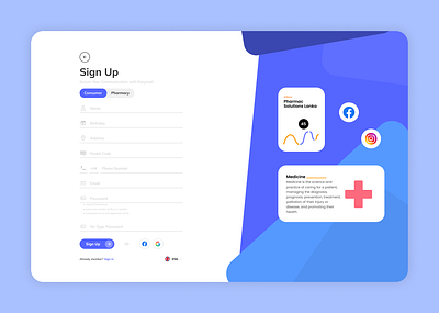 Pharmacy App - Sign Up Screen 💊⚕️ graphic design modern ui motion graphics pharmacy sign up ui