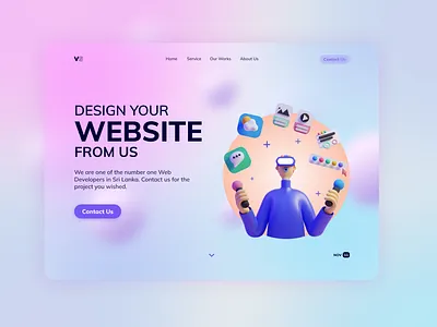 Web Design Agency Landing Page 🚀 3d digital agency glassmorphism gradient hero hero section home homepage landing page ui ui design web agency web design