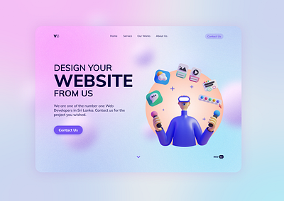 Web Design Agency Landing Page 🚀 3d digital agency glassmorphism gradient hero hero section home homepage landing page ui ui design web agency web design