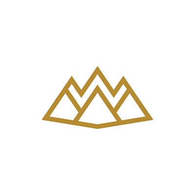 Letter W Gold Mountain Logo for sale apparel store buy clothing club financial firm for sale gold hiking insurance label letter w logo merchandise mountain outdoor premade purchase ready made