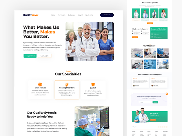 Medical Healthcare Website Landing Page app design dashboard design design figma design figma website illustration landing page design ui ui design ui ux design