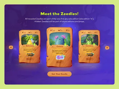 Zeedz - Meet the Zeedles Concept characters collectibles concept crypto figma gamedesign gamified illustration interface nft playful playtoearn web3 webdesign zeedz