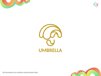 Umbrella Logo brand design gold golden line logo design logo designer logo for sale logo idea logo inspiration logomark logotype luxurious luxury monoline rain season umbrella weather zzoe iggi