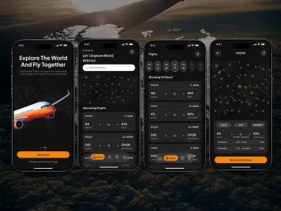 Flight Booking and Tracking App UI Design airline app android app design app interface aviation app dark mode ui dashboard design flight app flight booking app flight tracking app ios app design mobile app design travel app travel app ui travel booking ui design ux design