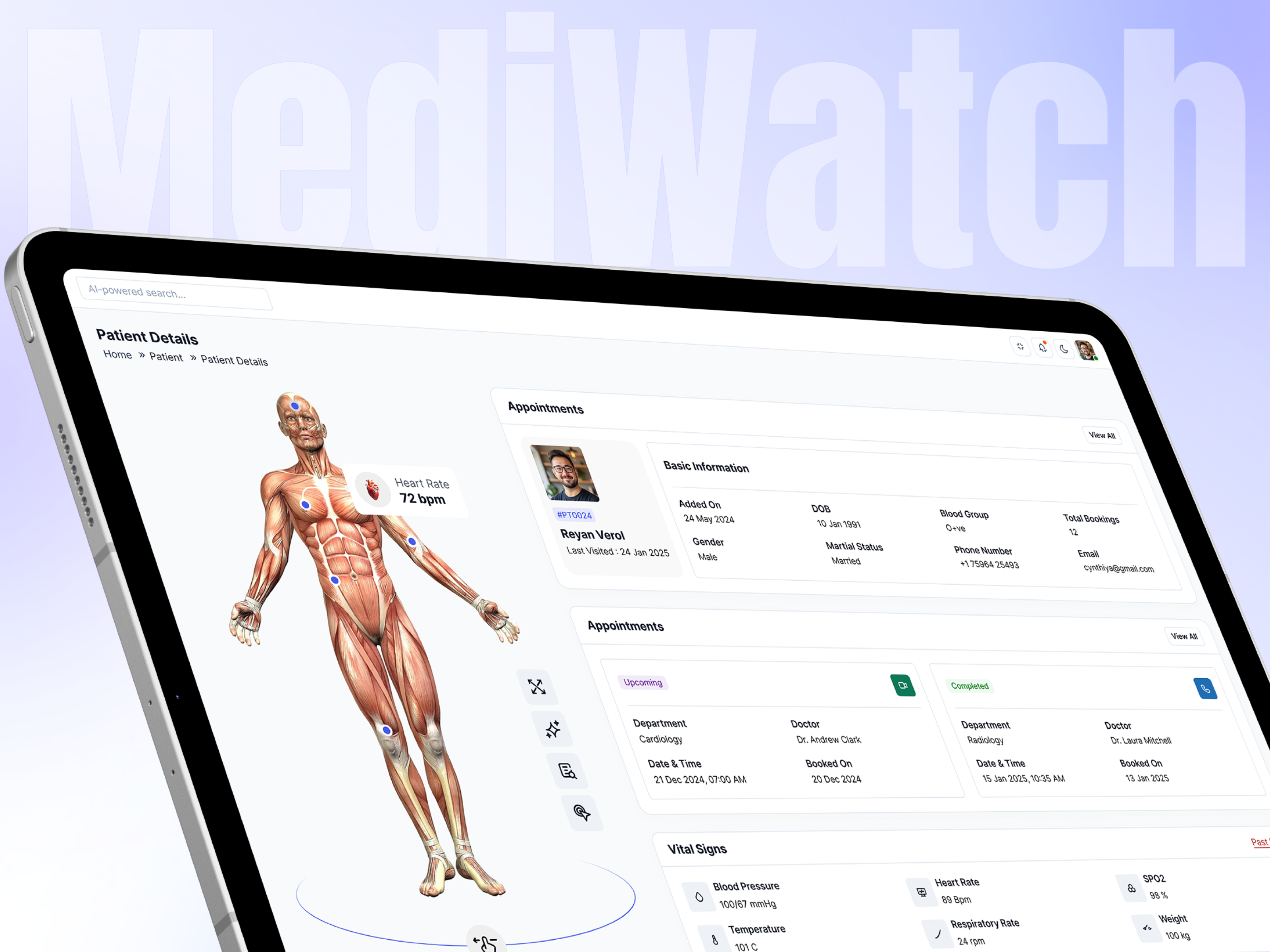 AI Remote Patient Monitoring ai ai health ai software ai web app chatbot clinic custom doctor graphic design health hospital patient patient data patient details product design remote patient monitoring saas ui ux web