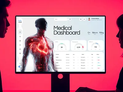 BioTrack® - Medical Dashboard Design 3d health visual biomarkers clinic dashboard clinic landing page digital health twin ehealth platform ehr dashboard health indicators health saas healthcare dashboard design healthcare platform healthcare webdesign hospital dashboard hospital dashboard design hospital saas hospital website design medical dashboard medical platform medical saas patient dashboard
