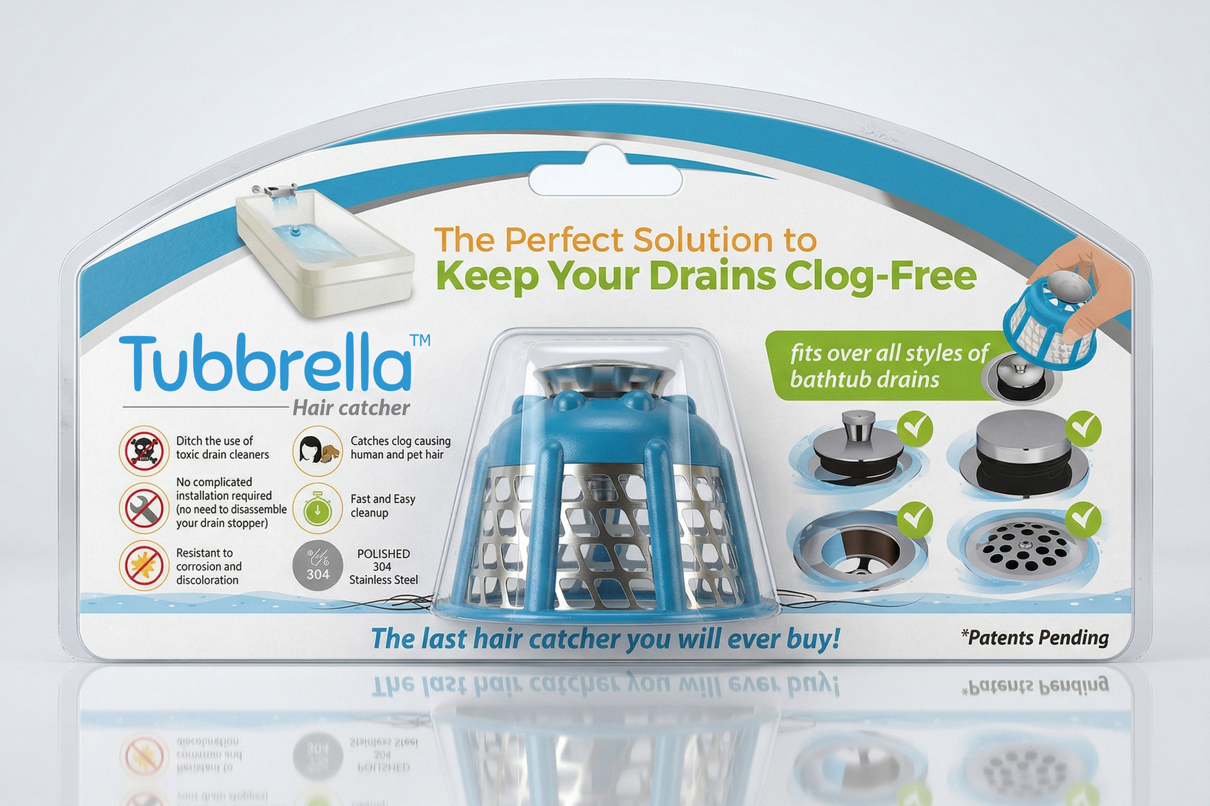 Product Hanging Card Design (Hair Catcher Packaging) blister card design branding card clean creative dieline design display display packaging hair catcher hanging card modern packaging packaging design print print design product product packaging professional retail display retail packaging