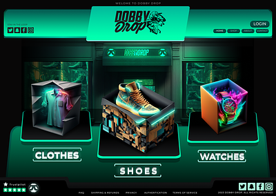Dobby drop - Web page design. neon shoes ui webdesign webstore
