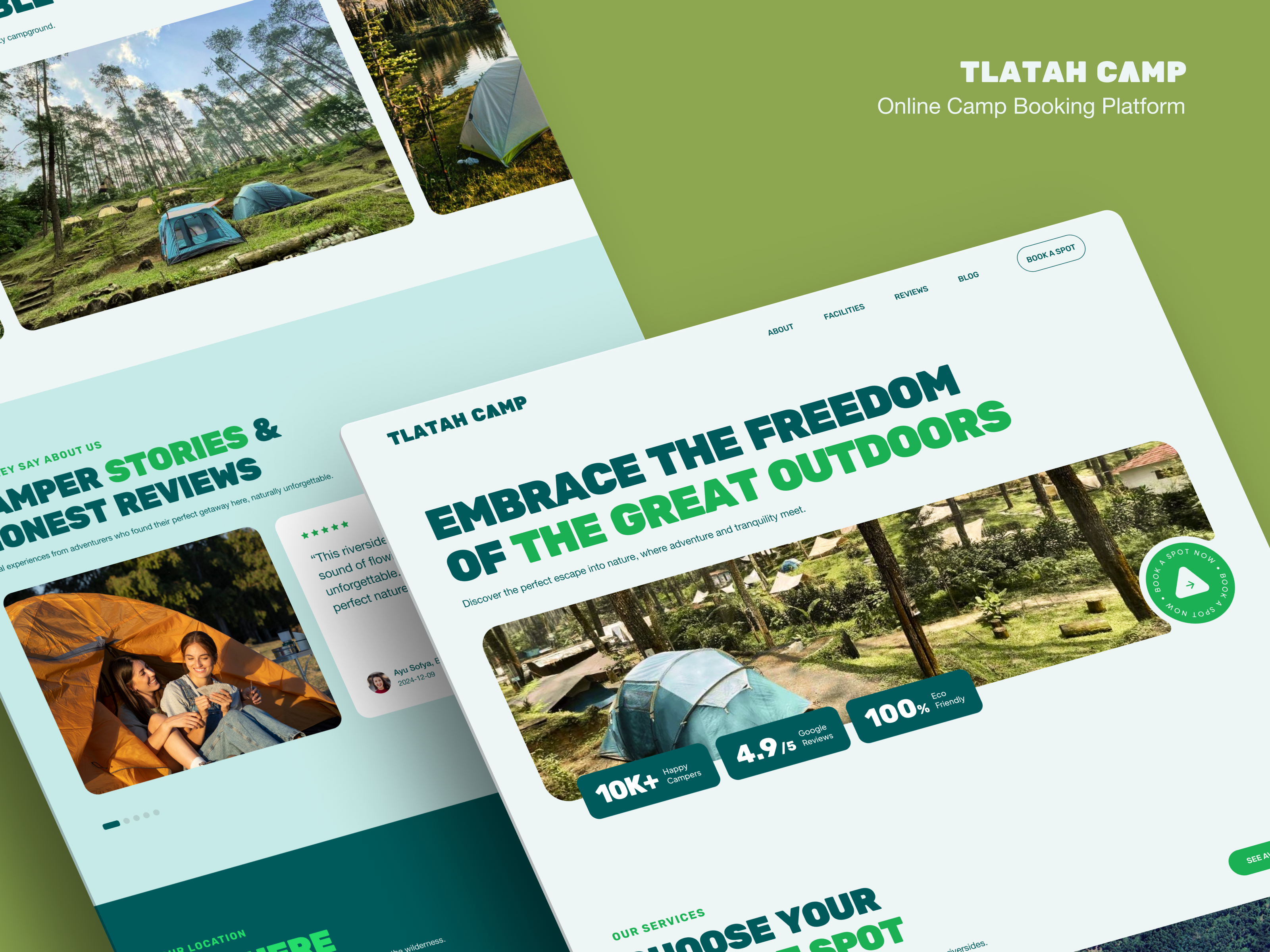 TLATAH CAMP - Campground Booking Website campground camping design green montain motion nature ui website