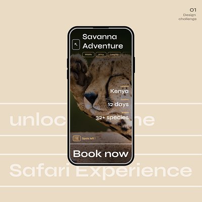 Safari experience booking concept africa book booking concept daily challenge empty slots figma mobile safari slot left ui ui challenge wilderness zoo