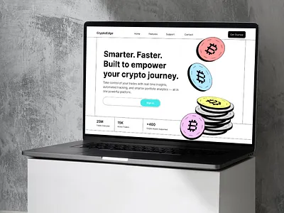 CryptoEdge — Modern Crypto Landing Page UI 3d illustration branding case study clean ui crypto crypto website cryptoedge dashboard design figma fintech illustration interface landing page minimal modern design product design ui ux web design