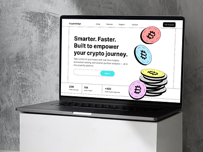 CryptoEdge — Modern Crypto Landing Page UI 3d illustration branding case study clean ui crypto crypto website cryptoedge dashboard design figma fintech illustration interface landing page minimal modern design product design ui ux web design