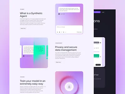 Novi — Micro Animations for the Platform agent ai animation chat design features gradient landing model noise olbromski pink purple securit train ui upload web website widelab