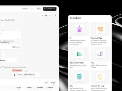 Workflow automation SaaS action ai app automation branch builder component dashboard flowchart low code management pipeline product saas trigger workflow
