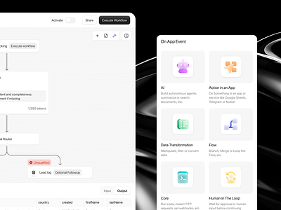 Workflow automation SaaS action ai app automation branch builder component dashboard flowchart low code management pipeline product saas trigger workflow