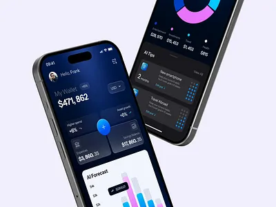 Mobile App Design | Personal Finance AI App (Dark mode) ai dark dark mode finance app finance wallet fintech fintech app graphic design ios app mobile app mobile app design mobile design mobile first modern app ui ux wallet