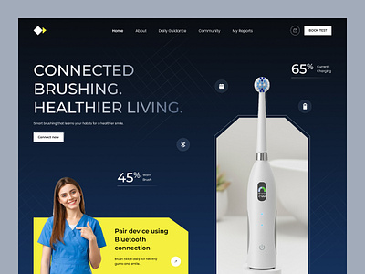 OralSync - IOT Brush Device device hero section iot landing page smart automation smart solution smile teeth web web design webpage website