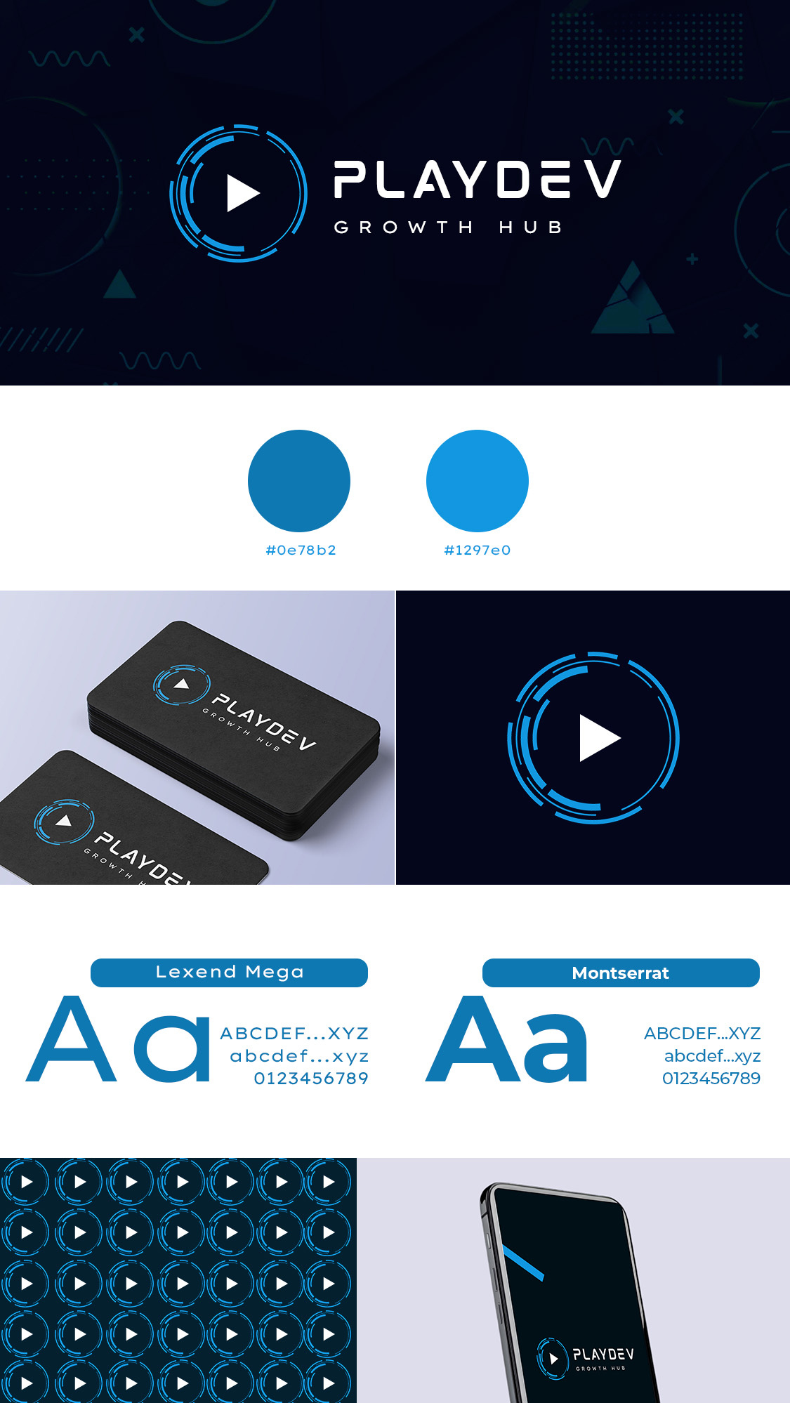 PlayDev Brand and Identity brand identity branding flyer font graphic design lexend mega logo mokoto photoshop presentation social media tech typography
