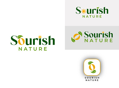 Sourish Nature Eco Friendly brand brand design brand identity branding design graphic design green logo logo design minimal minimalist modern nature orange organic comapany organic product logo
