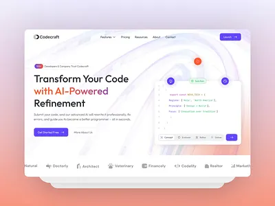 Codecraft – UI/UX Design for an AI Coding Platform ai ai code write ai platform ai website animation blackbox coding coding dashboard design landing page radiyal radiyal agency ui ui animation ui design ux design web design web ui design website design wordpress development