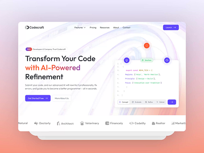 Codecraft – UI/UX Design for an AI Coding Platform ai ai code write ai platform ai website animation blackbox coding coding dashboard design landing page radiyal radiyal agency ui ui animation ui design ux design web design web ui design website design wordpress development