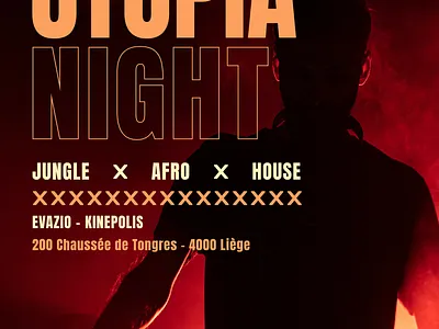 Utopia Night – Promotional Poster branding event design flyer design graphic design layout design music poster poster design social media design typography visual identity
