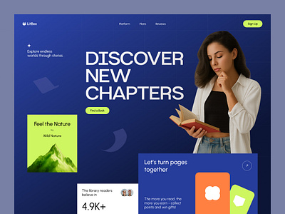 Litbox - Reading Platform Library management books design figma home page landing page library management reading ui web web page website