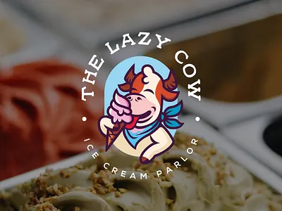 The lazy cow ice cream parlor design graphic design illustration logo vector
