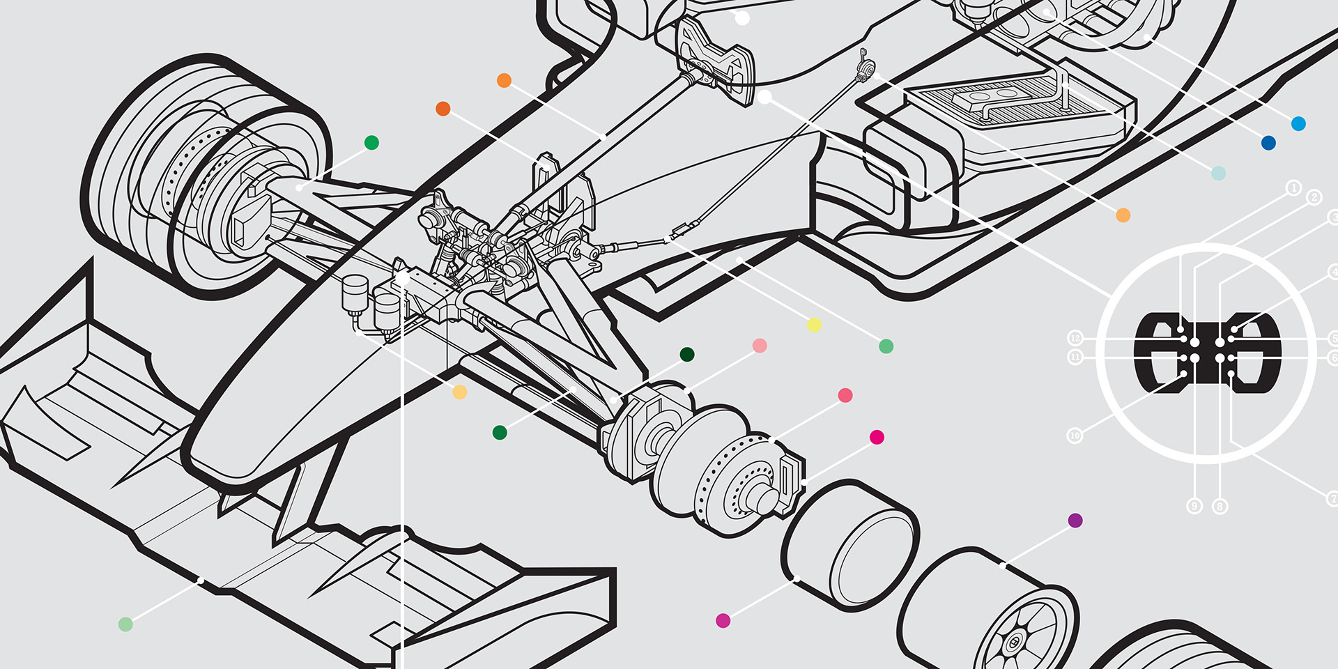 X-Ray F1 Art Print cutaway design diagram editorial f1 formula 1 graphic design illustration isometric isometric art isometric illustration line art plan drawing schematic schematic drawing technical technical drawing