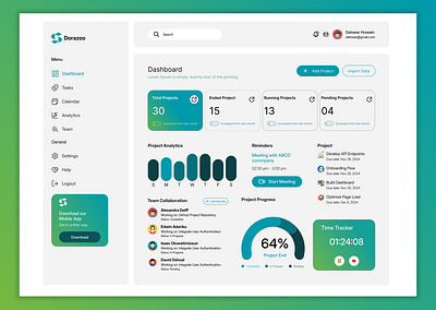 Project Management Dashboard UI dashboardui dribbbleshot modernui projectmanagement ui uiux webdashboard